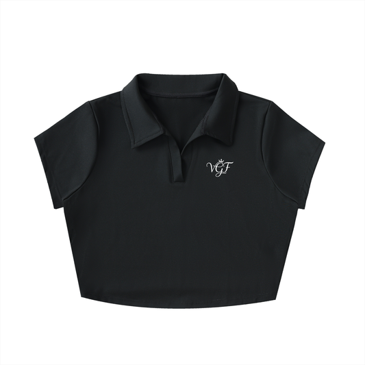 Vina V-Neck Lapel Crop Top