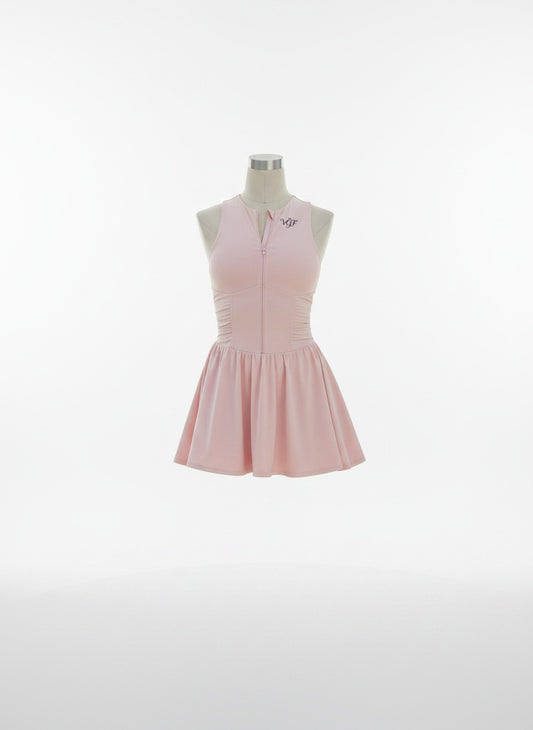 Lay-flat product shot of Divine Women's Ruched Sleeveless Full-Zip Dress