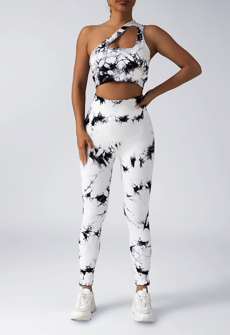 Fashion Seamless Knitted Tie-dye Yoga Suit Women