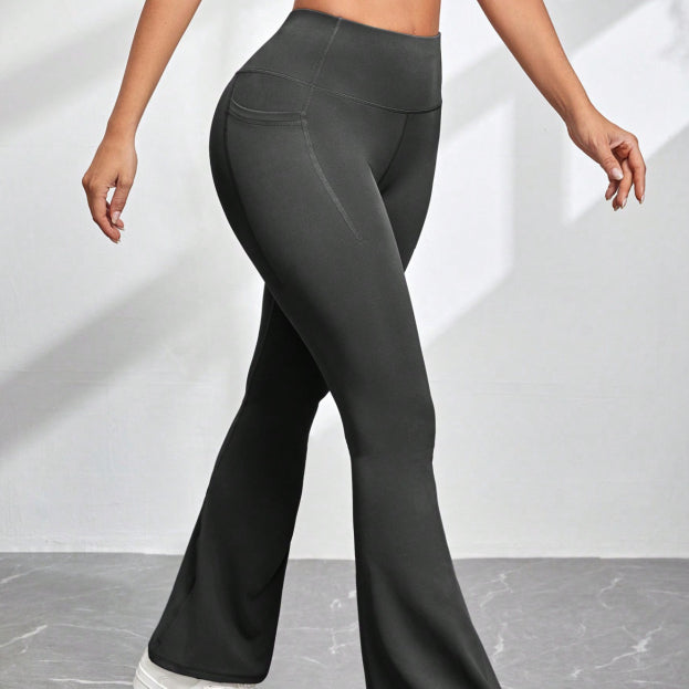 High Waisted Pocket Micro Flared Yoga Pants