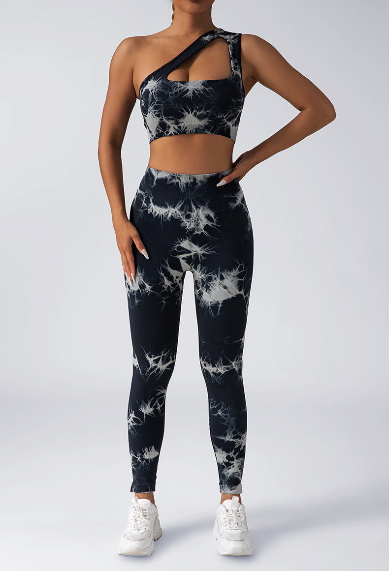 Fashion Seamless Knitted Tie-dye Yoga Suit Women