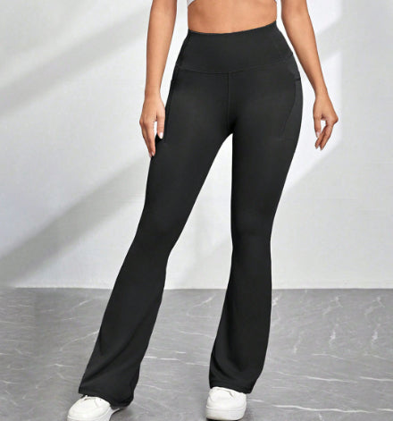 High Waisted Pocket Micro Flared Yoga Pants