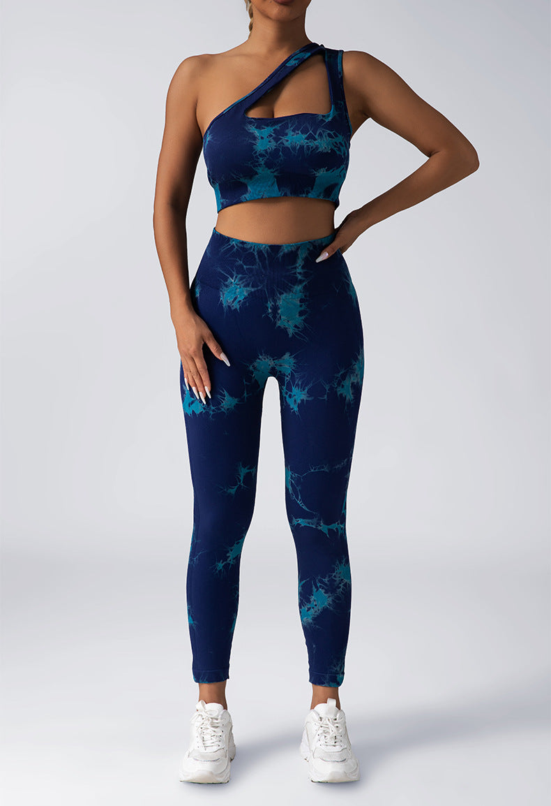 Fashion Seamless Knitted Tie-dye Yoga Suit Women