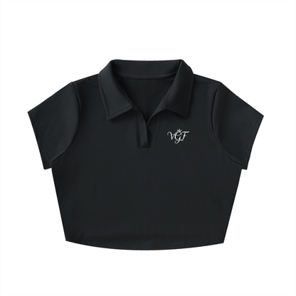 Vina V-Neck Lapel Crop Top