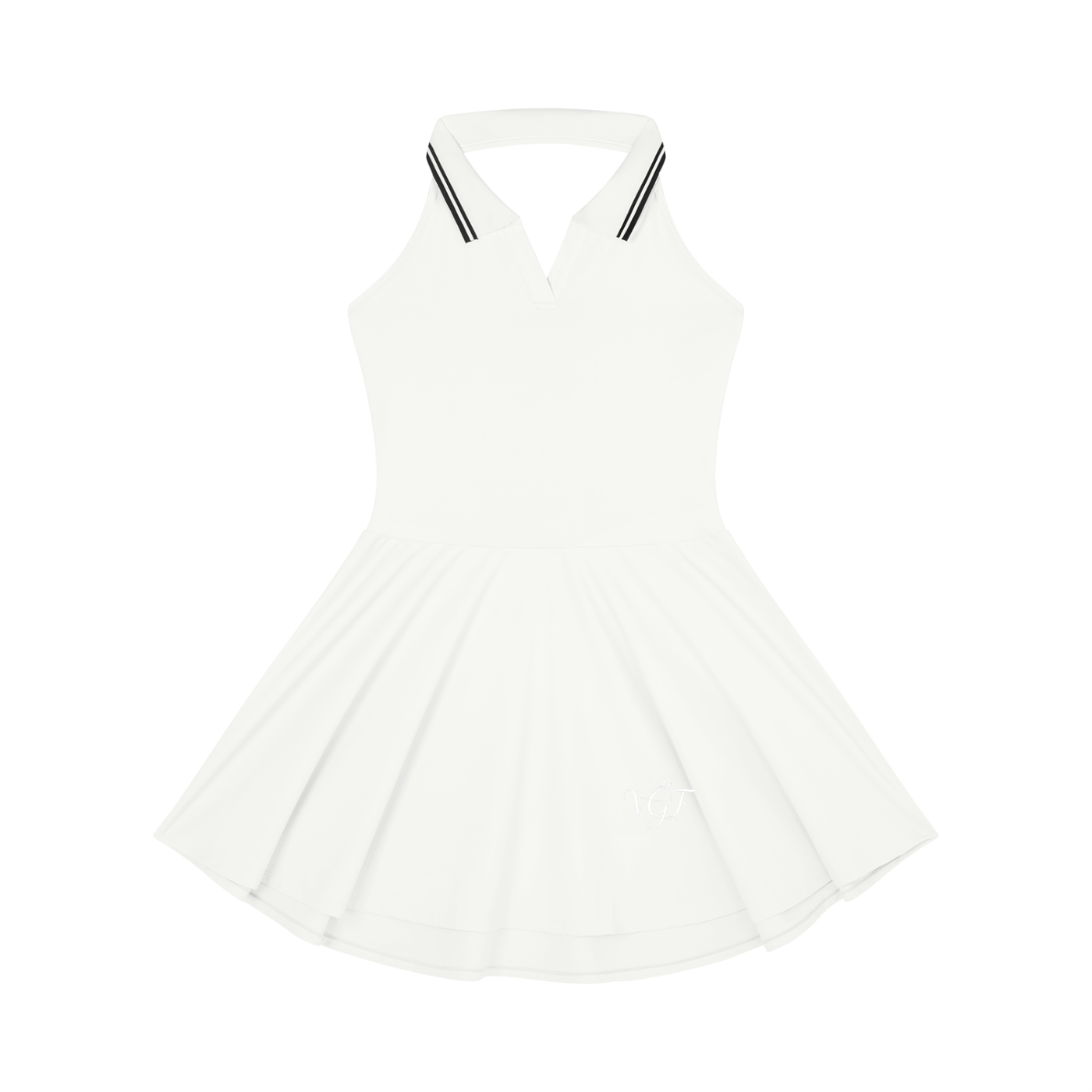 Vina Women's Pleated Halter Tennis Dress | Collared A-Line Skirt