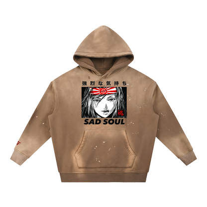 Sacred Vintage Washed Frayed Fleece Hoodie