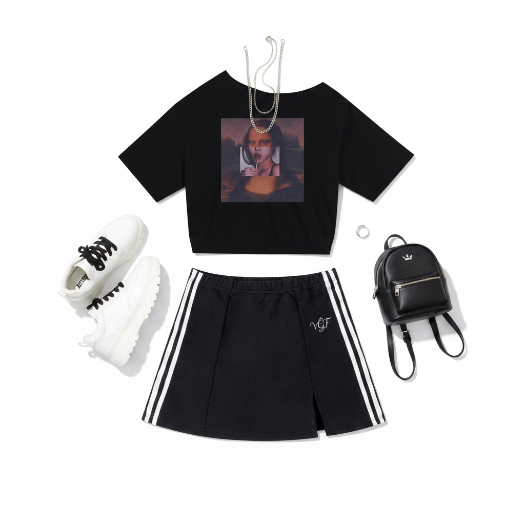 Sacred Mona Lisa Cold Shoulder Crop Top