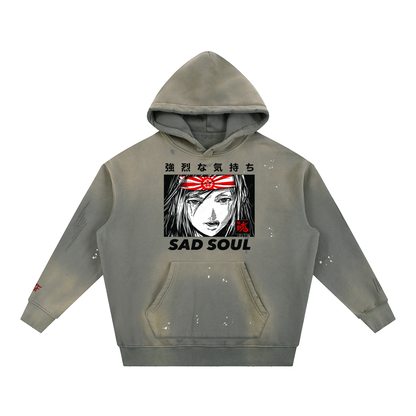 Sacred Vintage Washed Frayed Fleece Hoodie