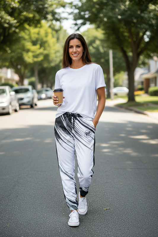 Black White Pants Regular Woman