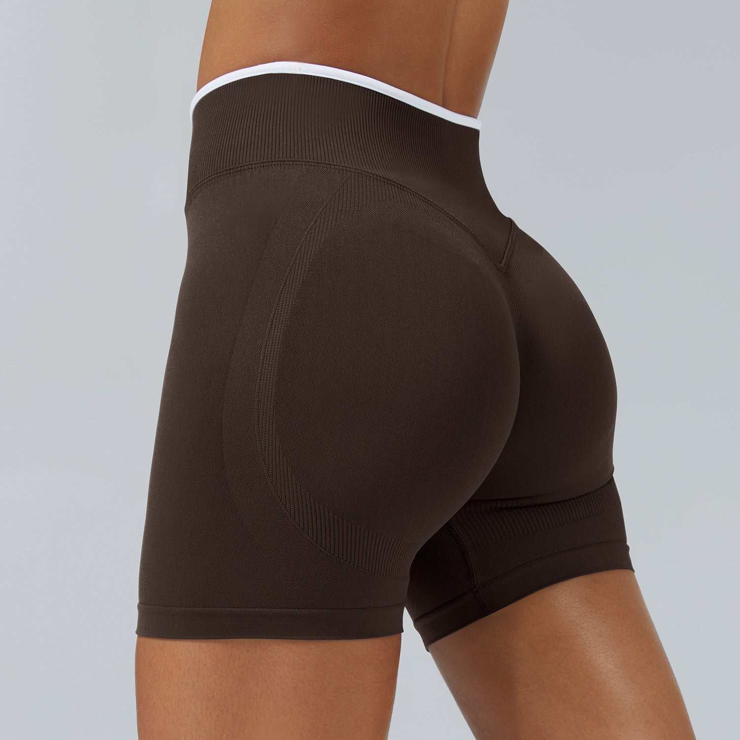 Color Matching Seamless Tight Yoga Shorts Peach Hip Raise