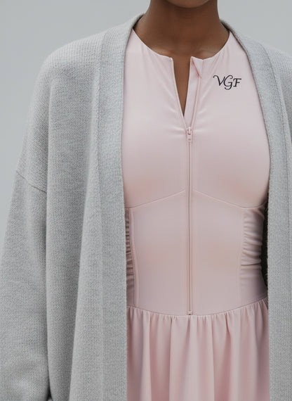 Detail shot of Divine Women's Ruched Sleeveless Full-Zip Dress