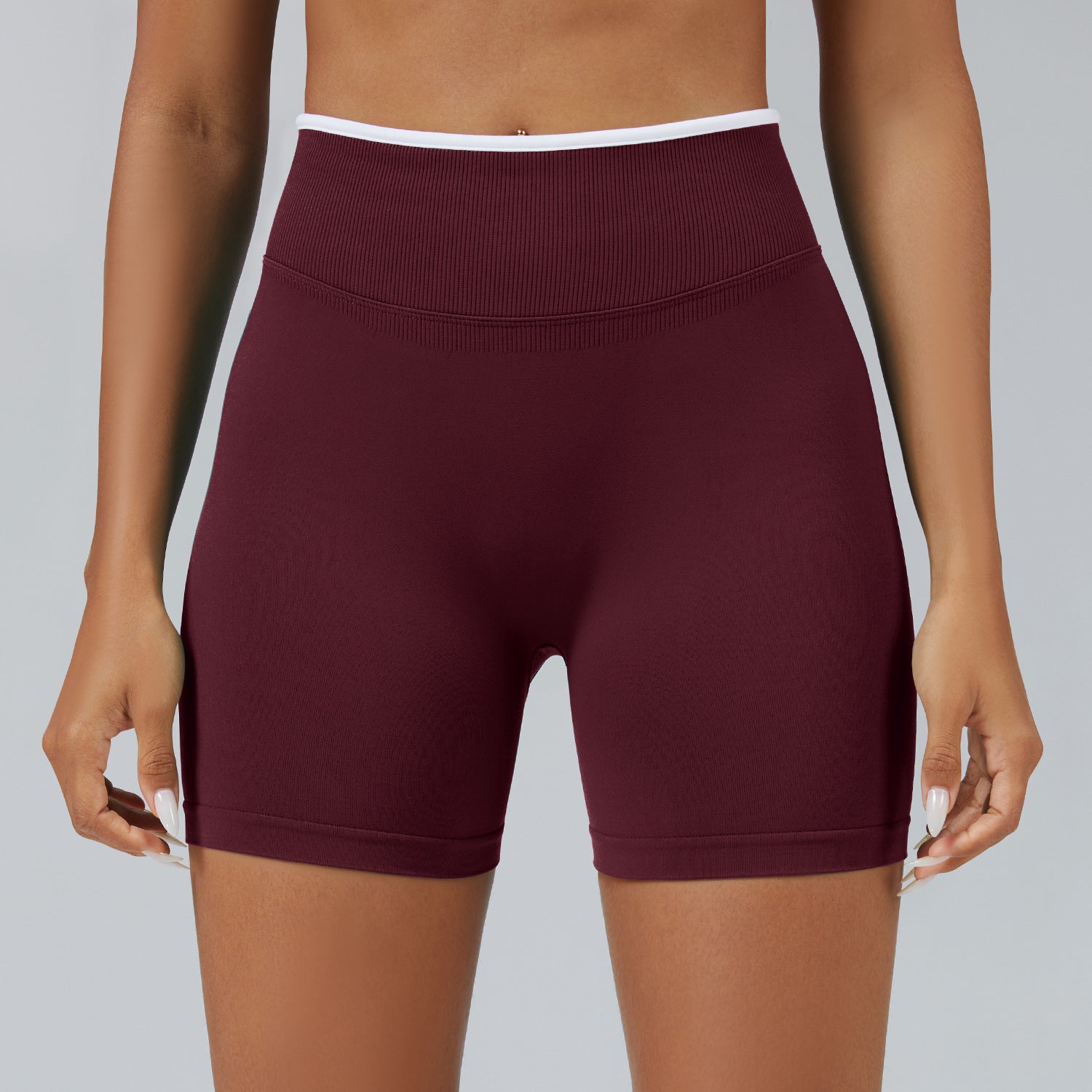 Color Matching Seamless Tight Yoga Shorts Peach Hip Raise