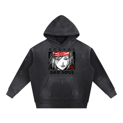 Sacred Vintage Washed Frayed Fleece Hoodie