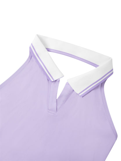 Vina Women's Pleated Halter Tennis Dress | Collared A-Line Skirt