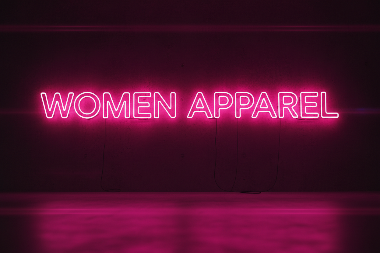 Neon Pink Women Apparel Text