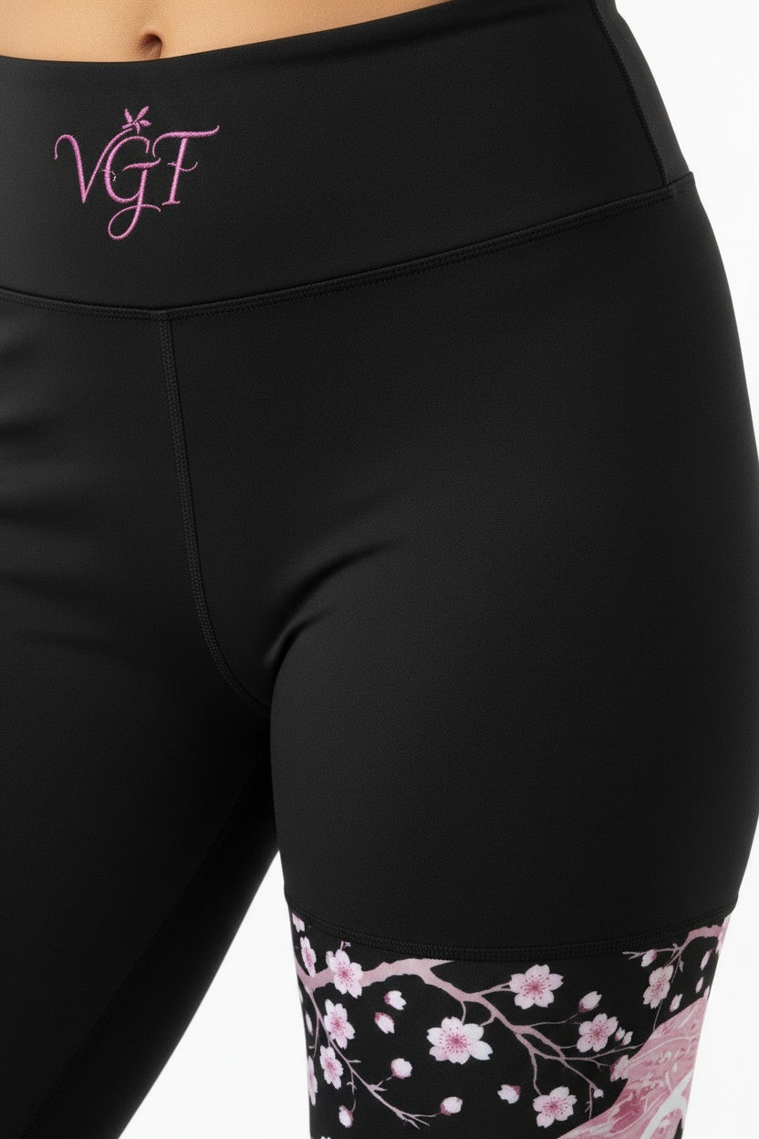 Detail shot of VGF Sacred Bloom Leggings