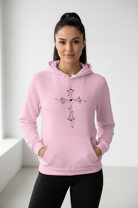 Pink Cross Hoodie Front
