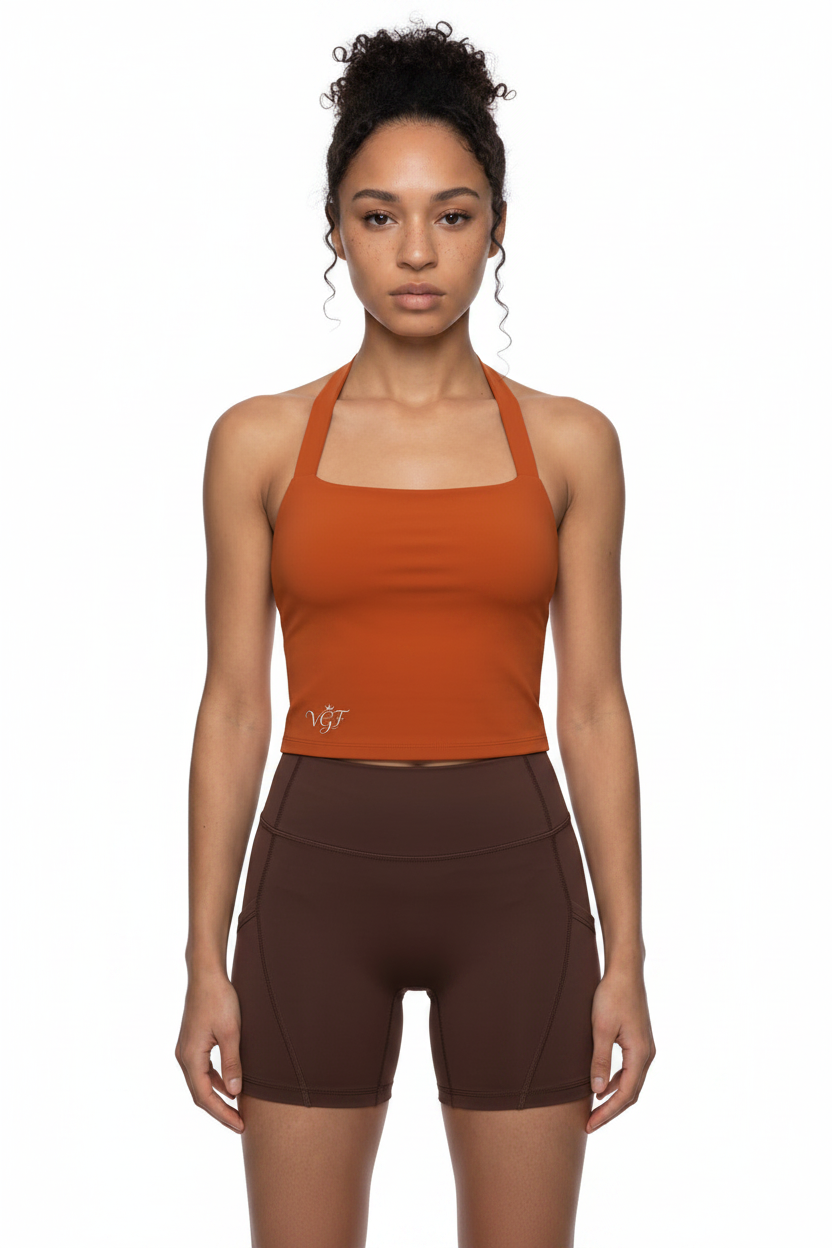 Rust Halter Top with Face