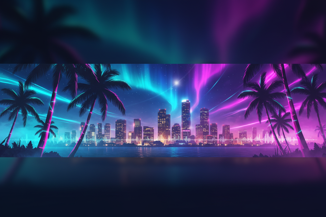 Tropical nightlife background concept for Vital Glow Fit