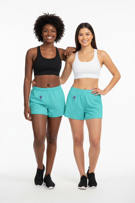 Two Women in Teal Shorts - Fixed