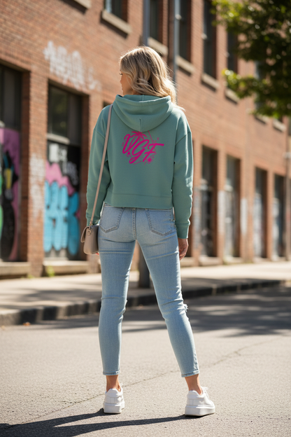 VGF Sage Green Crop Hoodie Lifestyle