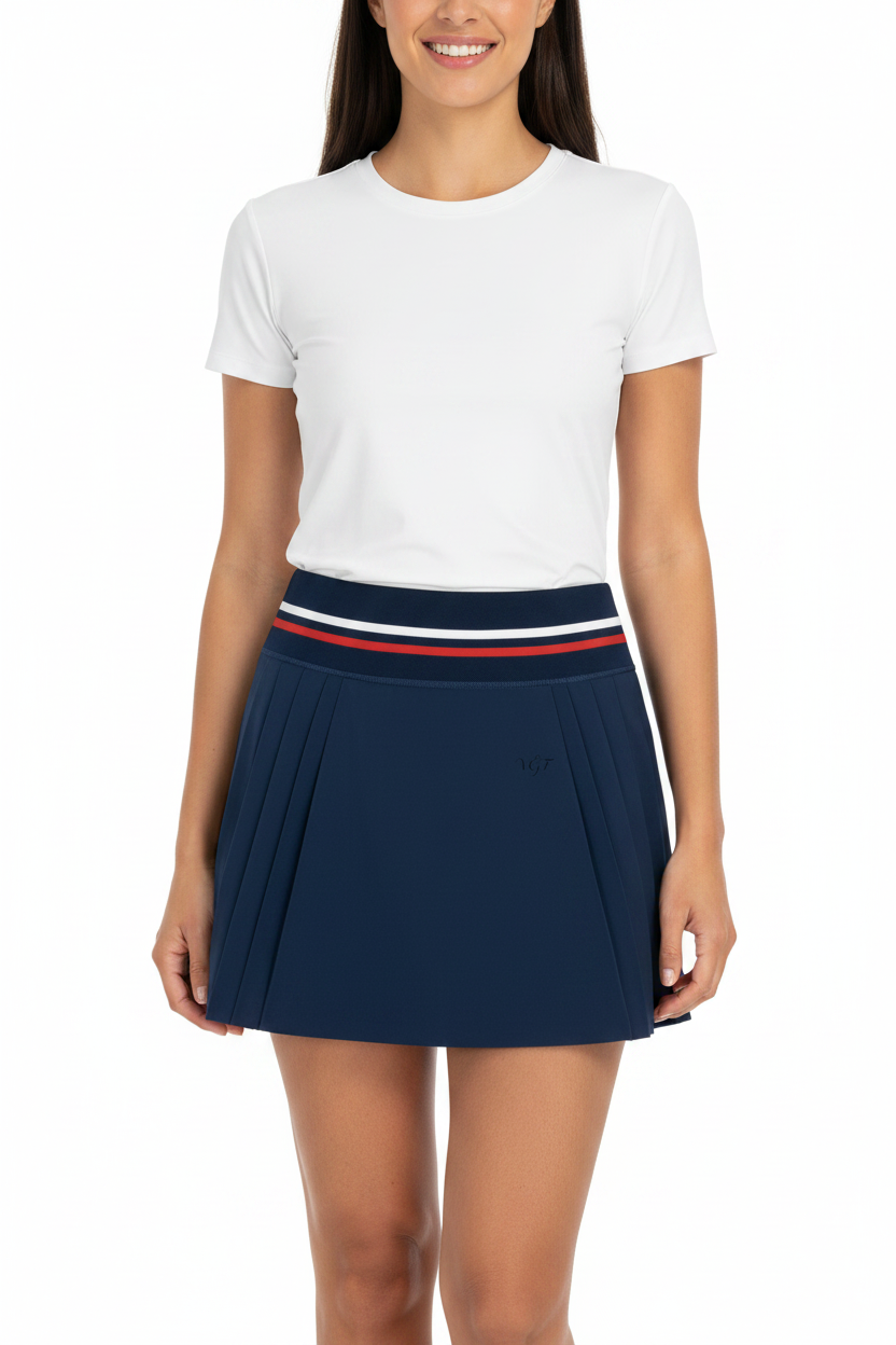 Vina Pleated Mini Skirt - Navy Blue