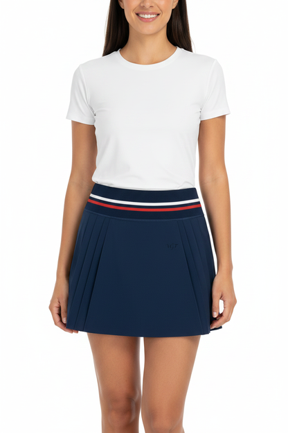 Vina Pleated Mini Skirt - Navy Blue