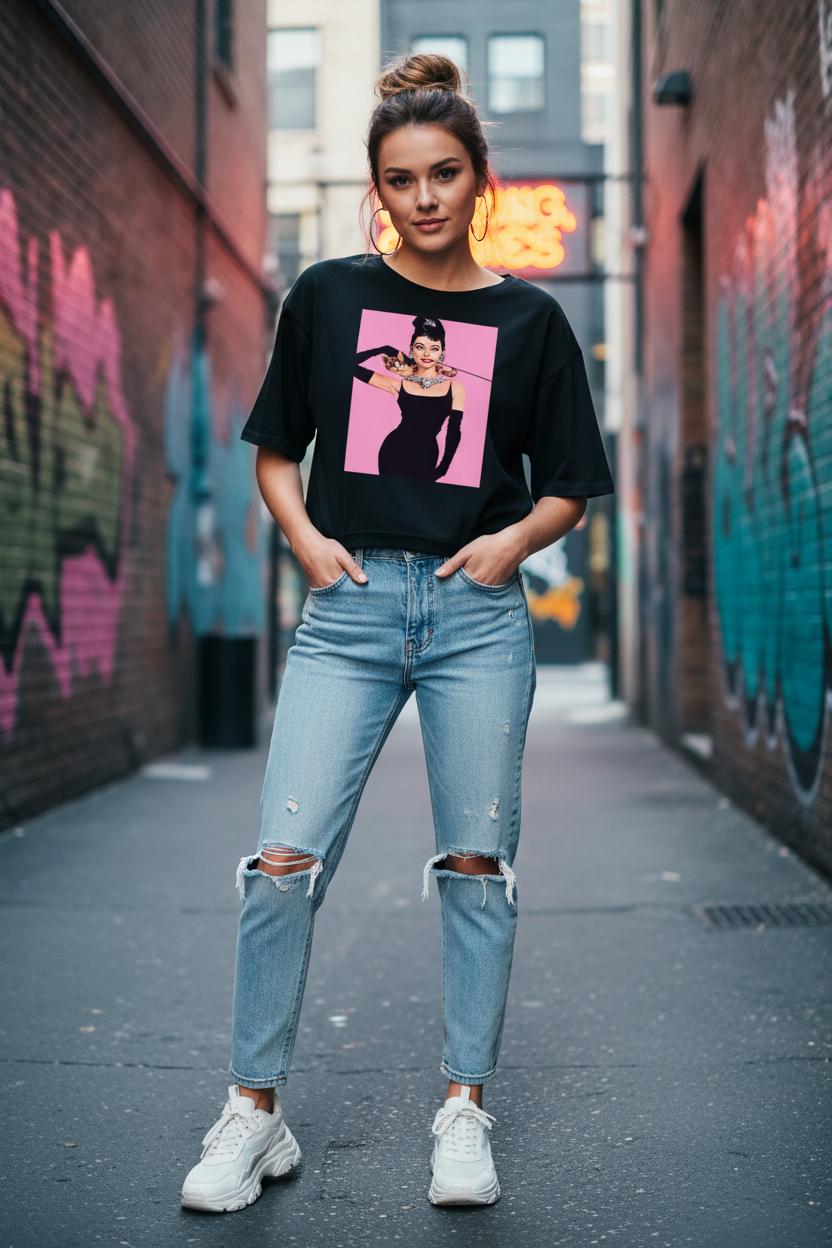 Woman Wearing VGF Divine Retro Glam Crop Tee